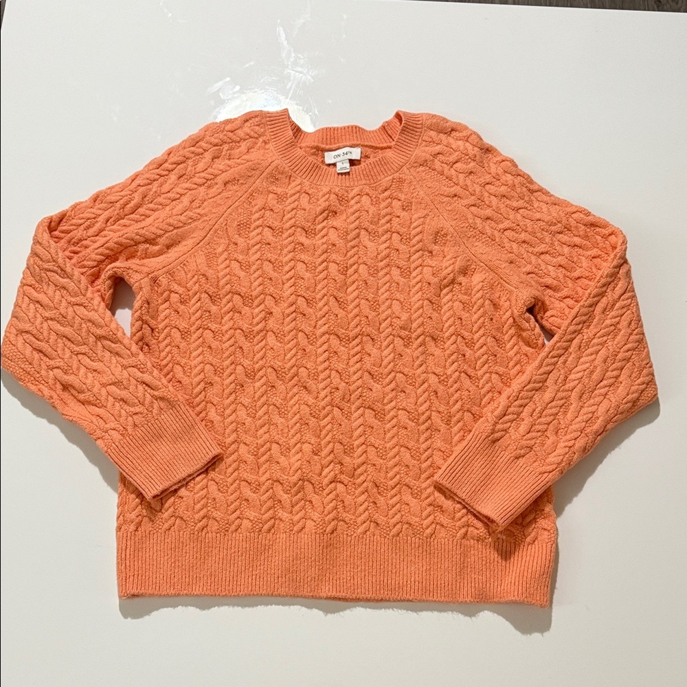 ON 34thCozy Orange Cable Knit Sweater